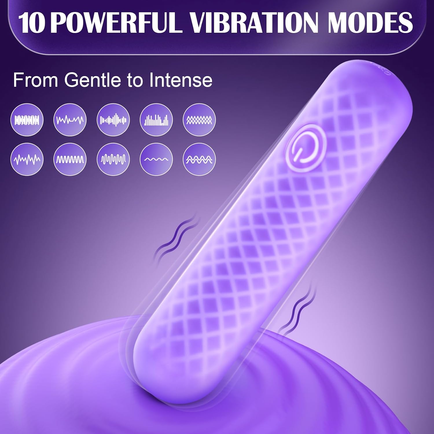 Calmluv mini bullet vibrator with 10 custom vibration modes, 6 speeds 4 pulsation patterns, one-button control